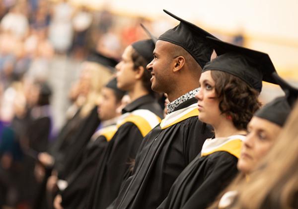 Students at a graduation ceremony